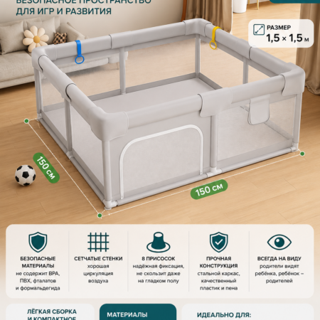 Детское ограждение (манеж),1,5*1,5м